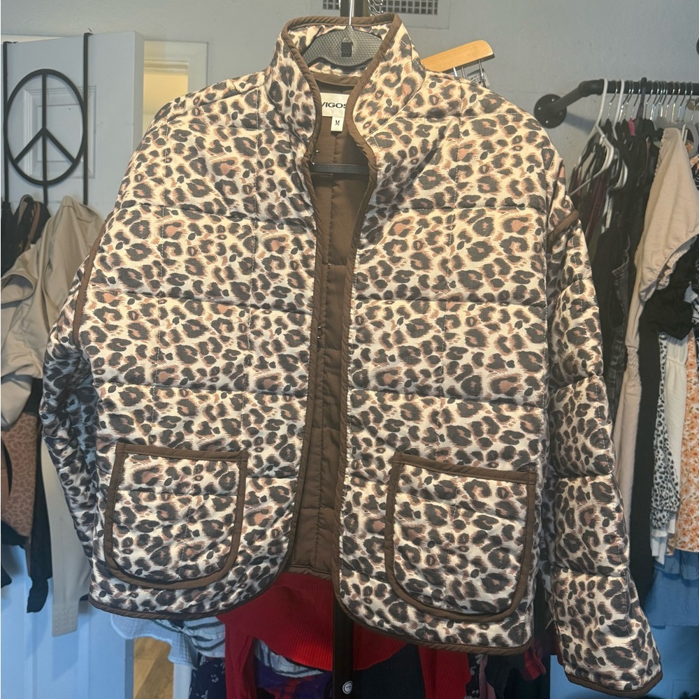 Vigoss Brown and Leopard Print Jacket